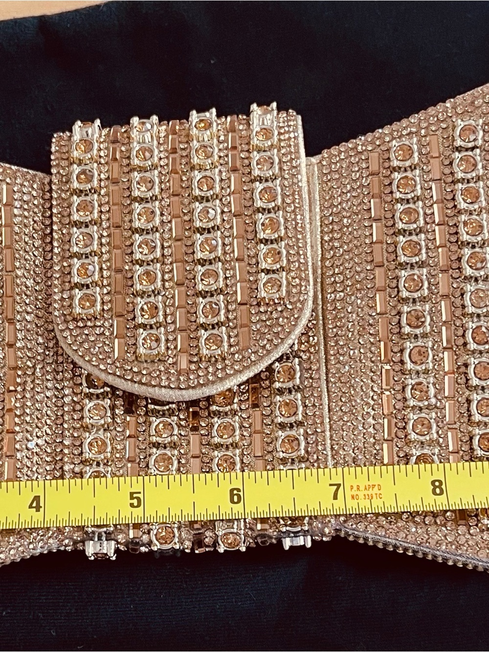 Crystal-Embellished Rose Gold Evening Clutch